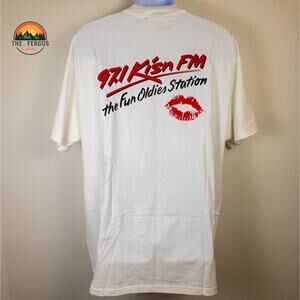 Y2K Retro KISS FM Radio Station White T-Shirt XL